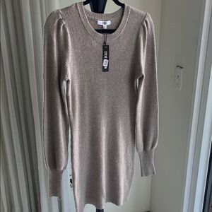 NEW BB Dakota Steve Madden Long Sleeve Ribbed Sweater Dress in Taupe - size M